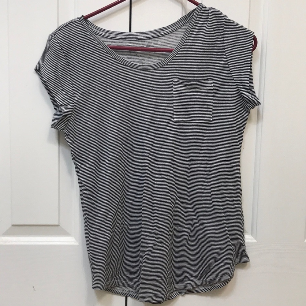 LOFT Striped Linen Pocket Shirt